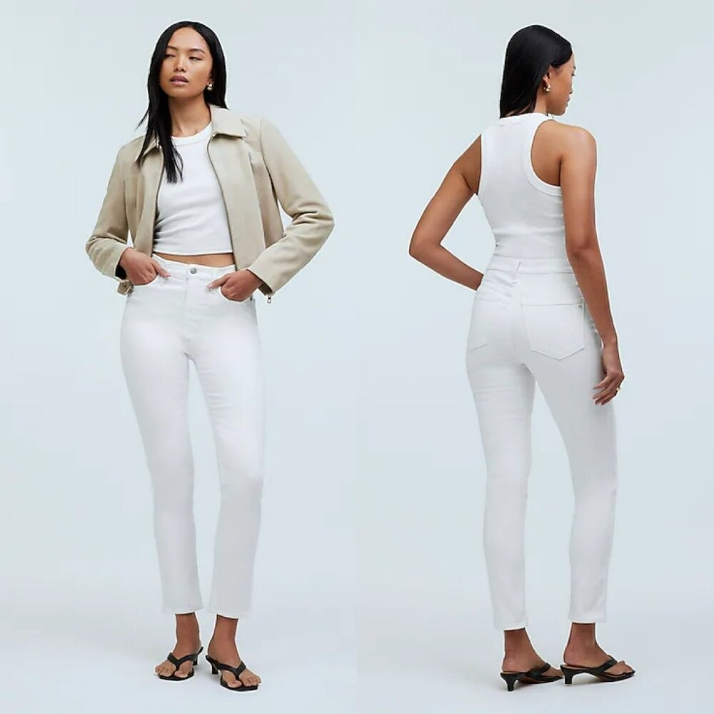 Madewell Womens‎ Stovepipe High Rise Ankle Jeans Pure White Size 25 NO664